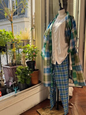 Kimono madras marron vert